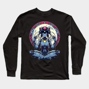 Meditating Cybernetic girl, buddha Long Sleeve T-Shirt